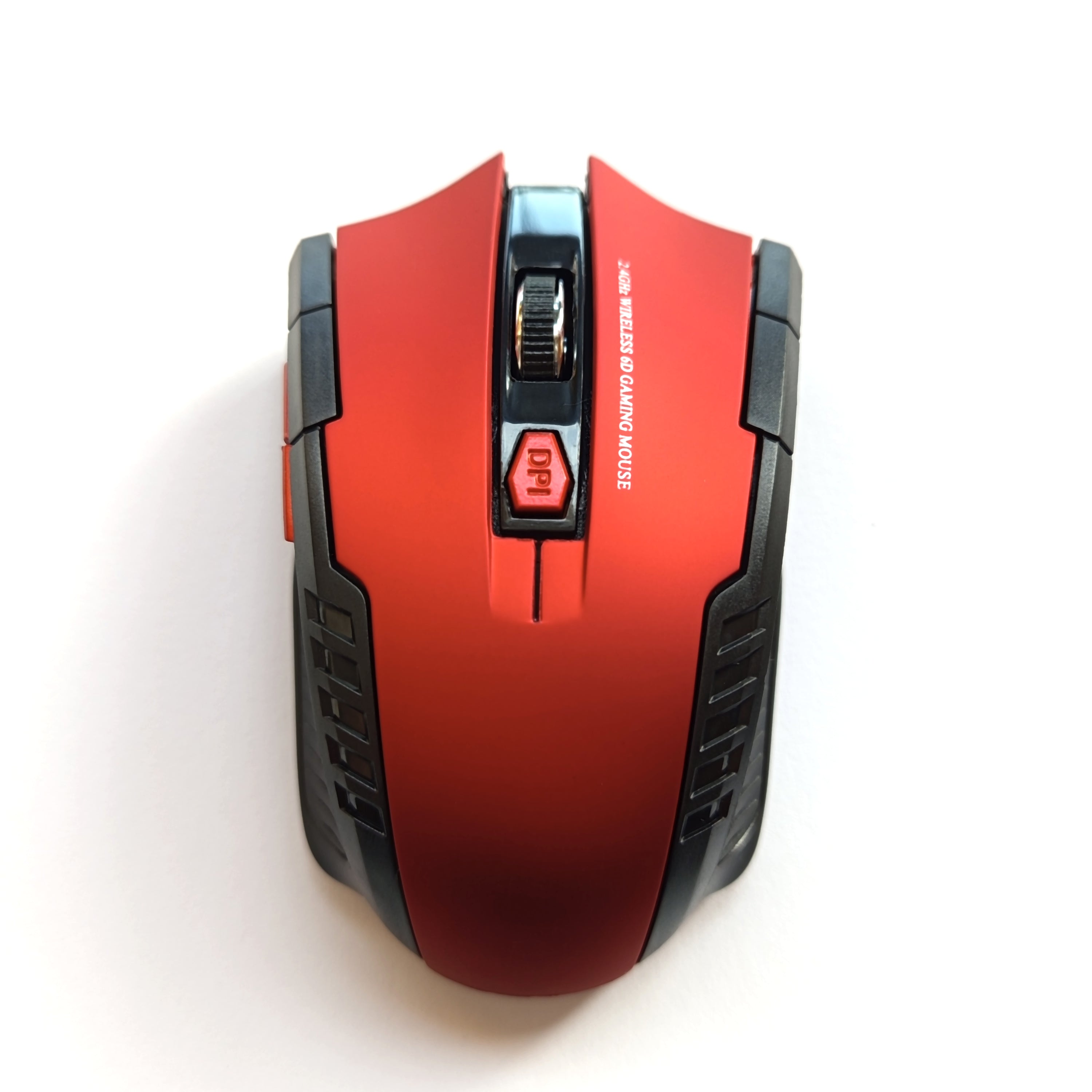 Belaidė žaidimų pelė su šoniniais mygtukais – reguliuojamas DPI raudona (Wireless Gaming Mouse)