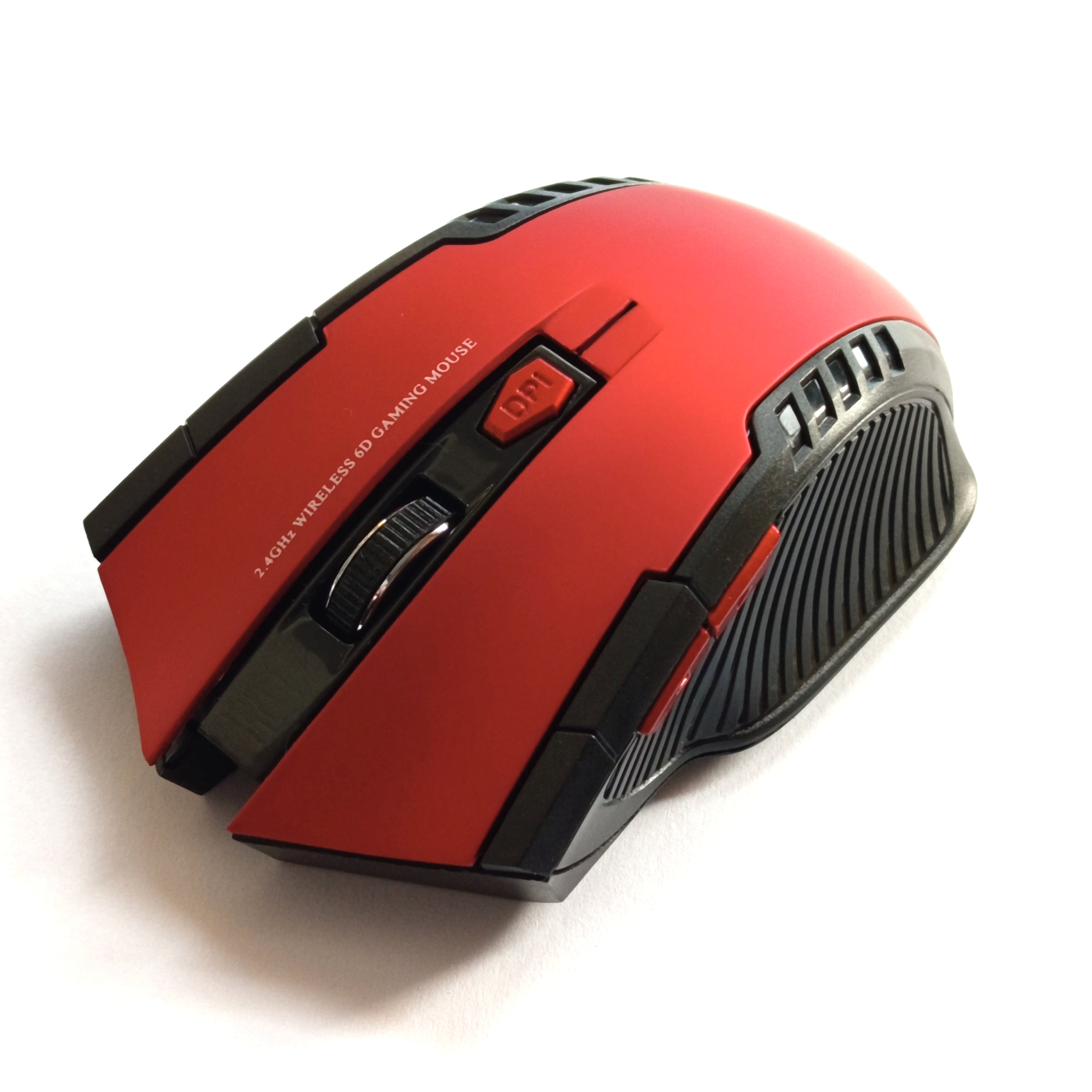 Belaidė žaidimų pelė su šoniniais mygtukais – reguliuojamas DPI raudona (Wireless Gaming Mouse)