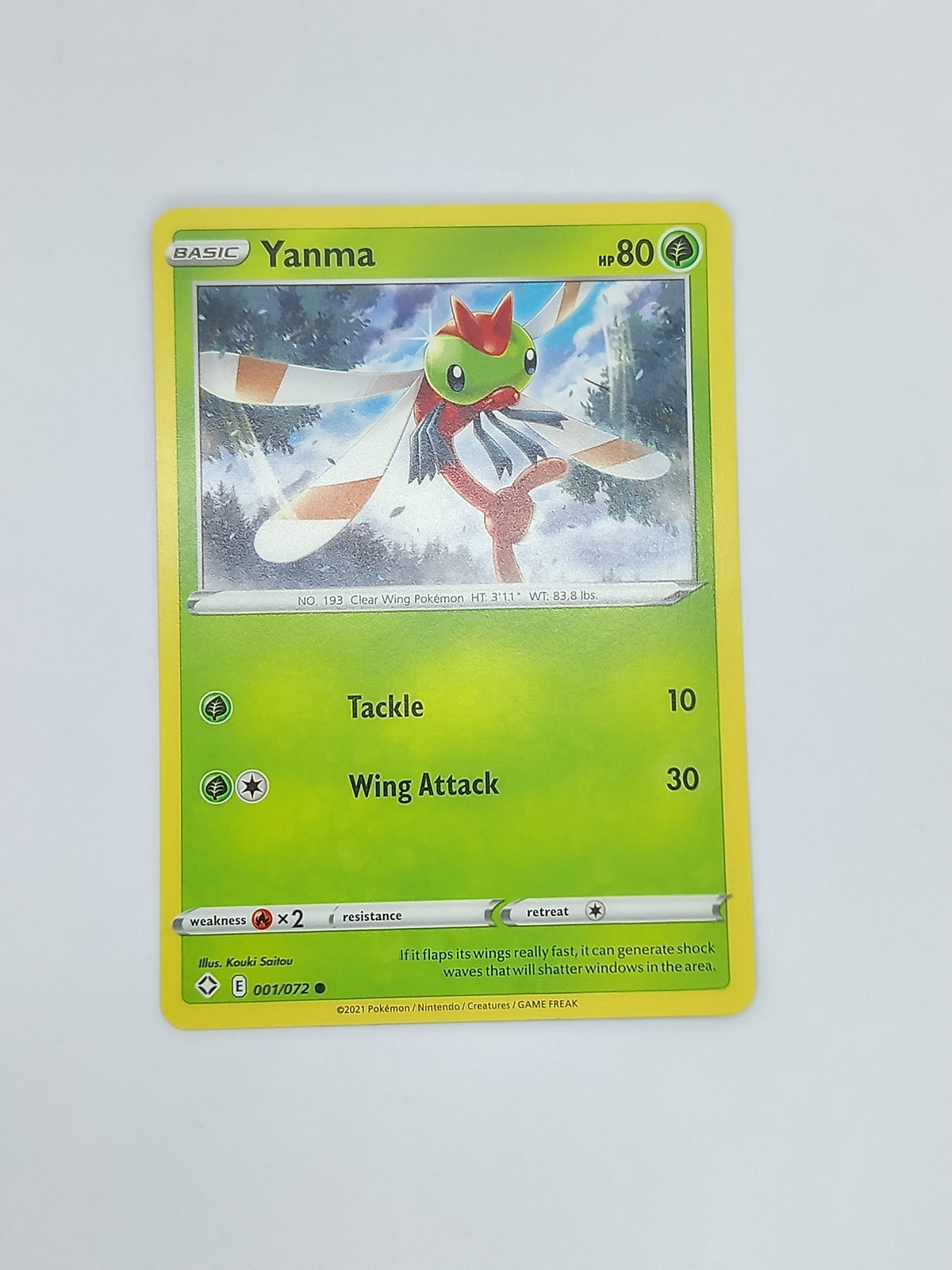 Yanma 001/072 – Pokémon kortelė – Shining Fates – Grass – Common – EN – NM