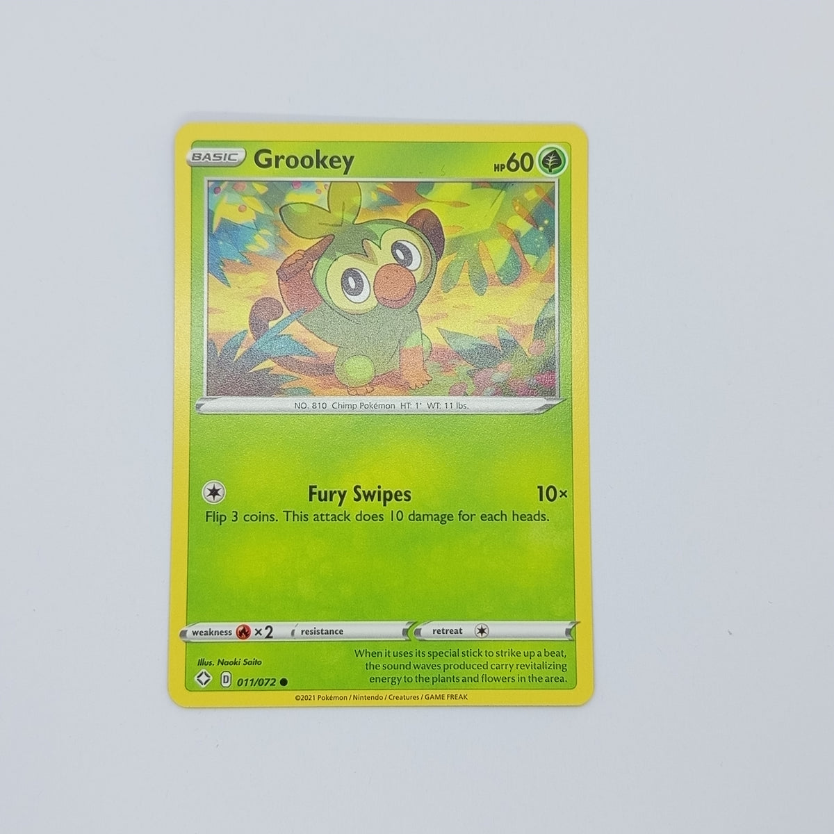 Grookey 011/072 – Pokémon kortelė – Shining Fates – Grass – Common – EN – NM
