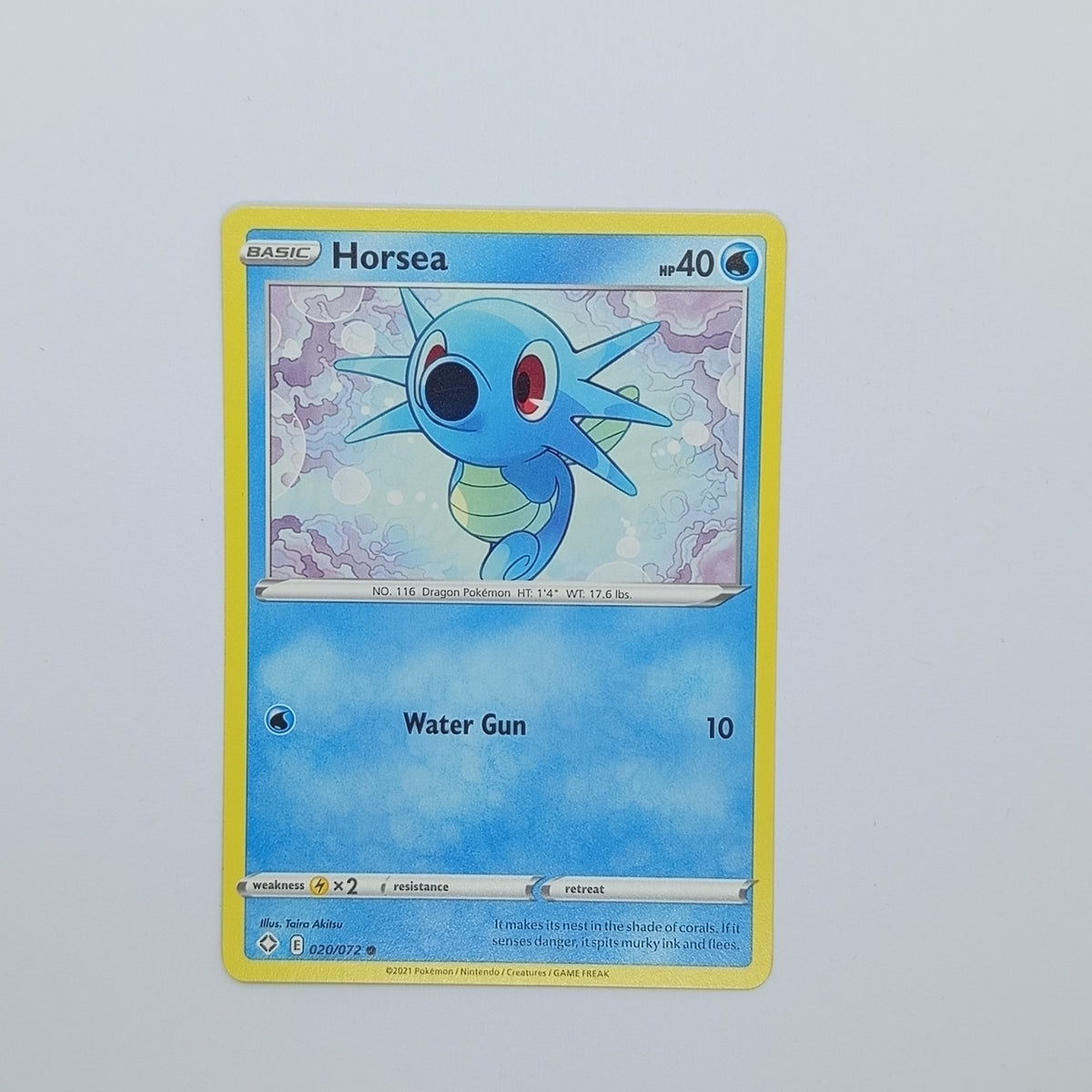 Horsea 020/072 - Pokémon kortelė - Shining Fates - Water - Common - EN - NM
