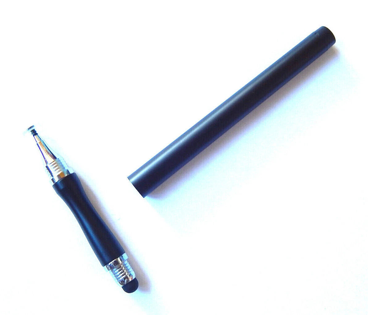 Universalus 2in1 jutiklinis rašiklis Stylus su diskiniu ir apvaliu antgaliu juodas