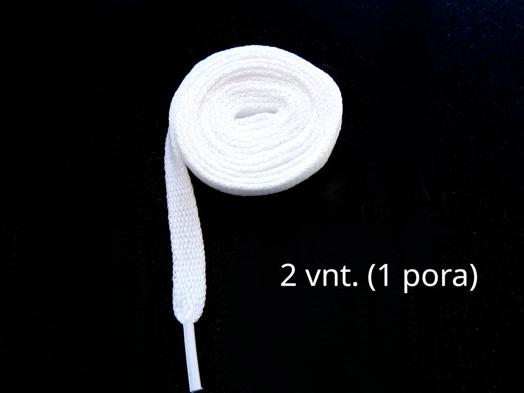Plokšti batų raišteliai 120 cm ilgio ir 8 mm pločio balti