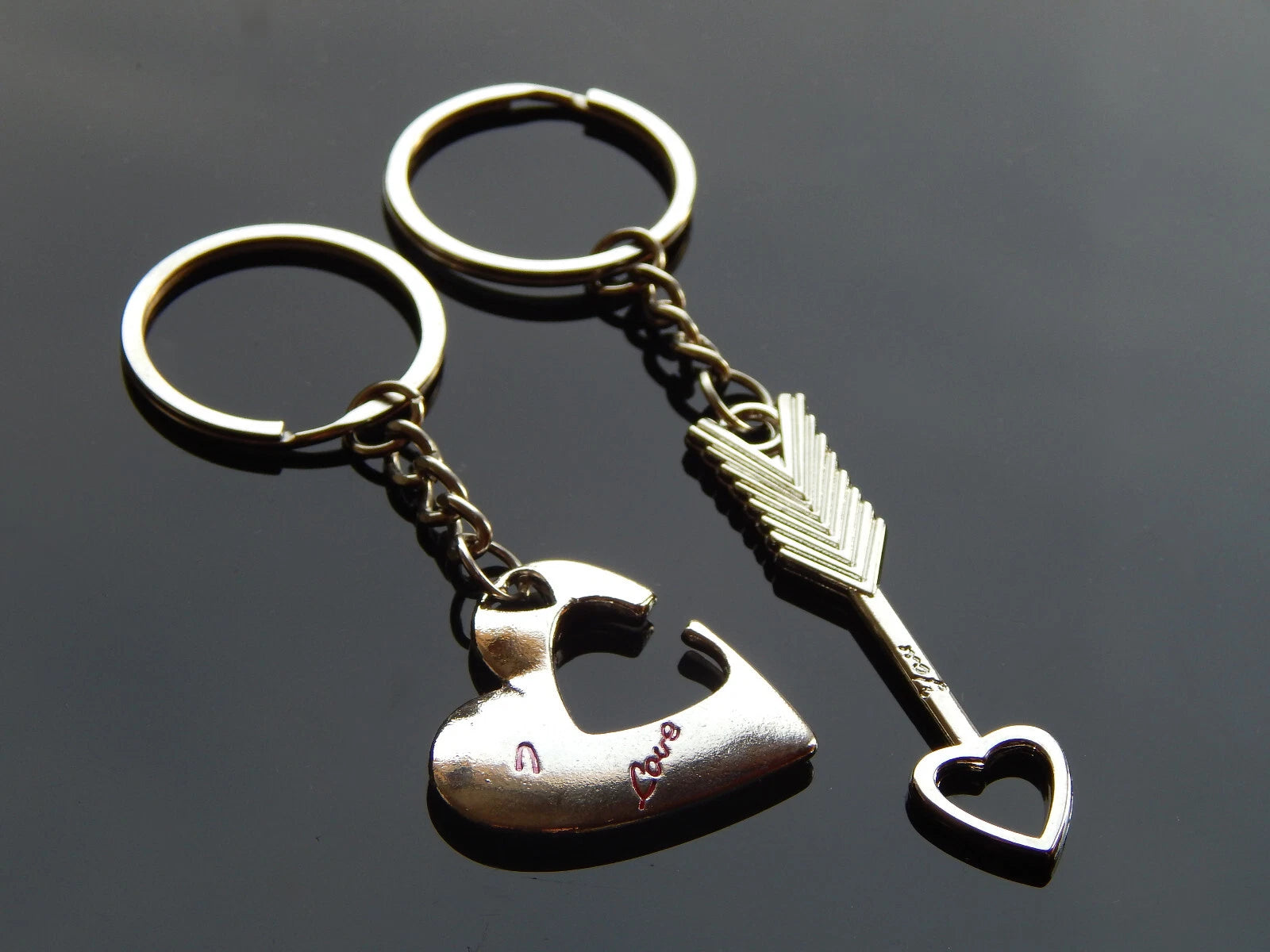 Couples keychain set heart arrow romantic gift