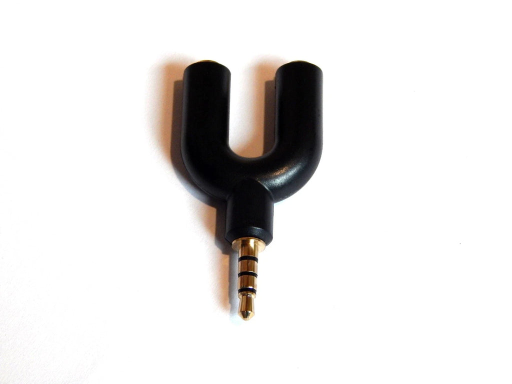 3.5 mm U formos ausinių ir mikrofono adapteris – Y splitter kabelis, 1 vnt.