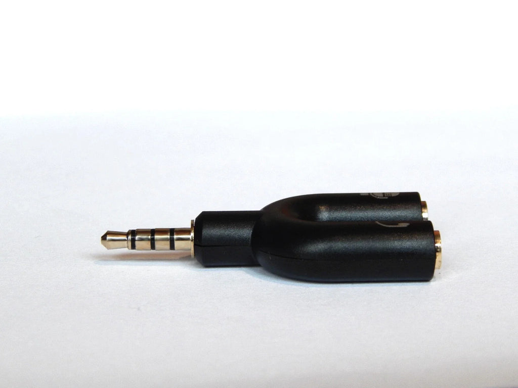 3.5 mm U formos ausinių ir mikrofono adapteris – Y splitter kabelis, 1 vnt.