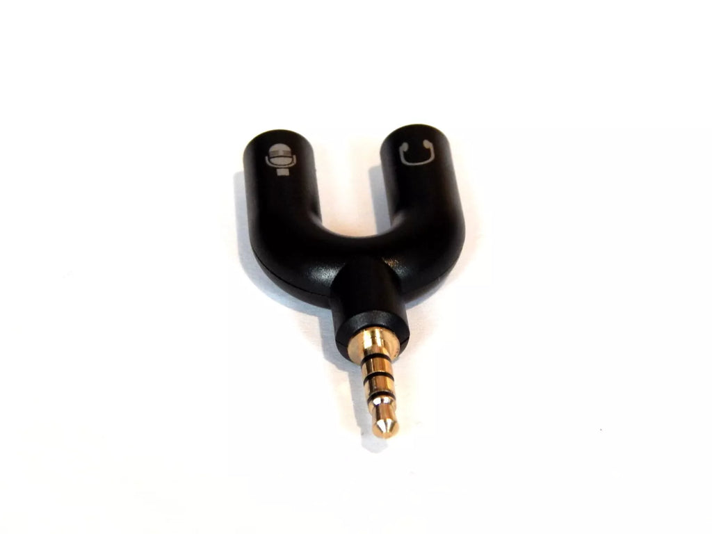 3.5 mm U formos ausinių ir mikrofono adapteris – Y splitter kabelis, 1 vnt.