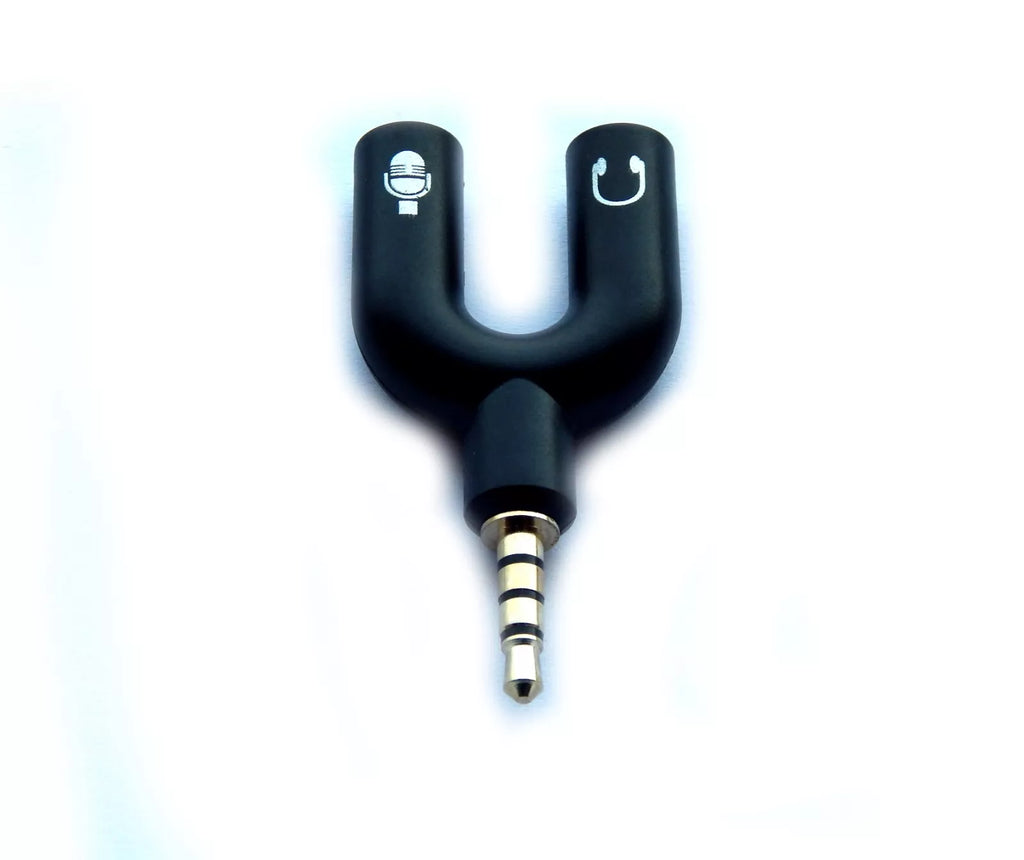 3.5 mm U formos ausinių ir mikrofono adapteris – Y splitter kabelis, 1 vnt.