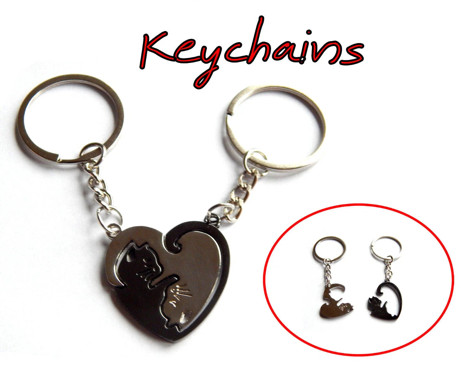 Porų raktų pakabukai – katinai (kačiukai), 1 pora, dovanų idėja poroms ar draugams