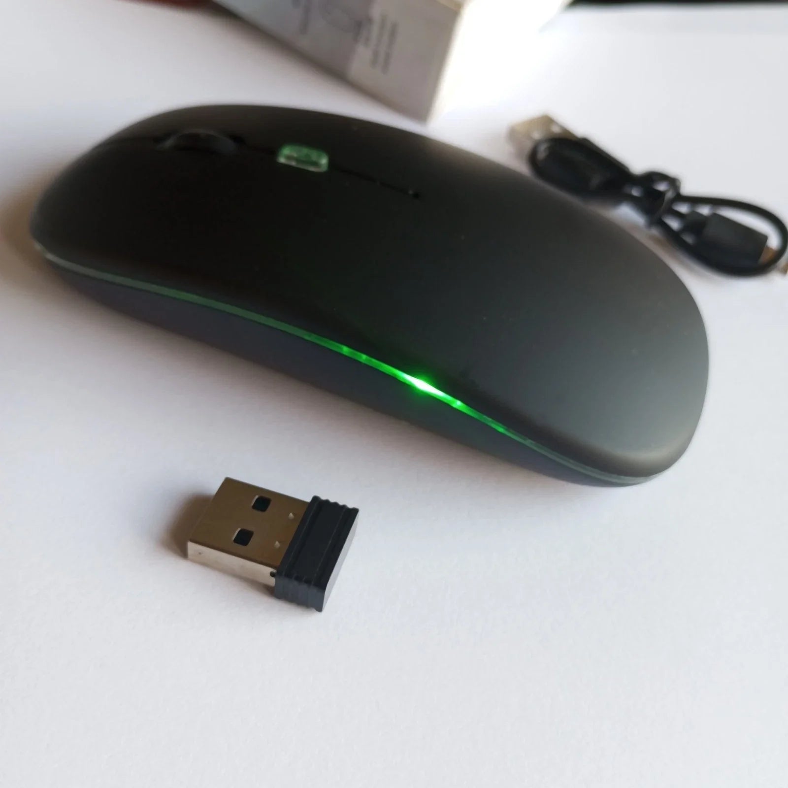 Belaidė 2.4G RGB pelė – tylus mygtukų paspaudimas, įkraunama, USB + Bluetooth, PC / Laptop / iPad