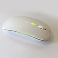 Belaidė 2.4G RGB pelė – tylus mygtukų paspaudimas, įkraunama, USB + Bluetooth, PC / Laptop / iPad (Balta)